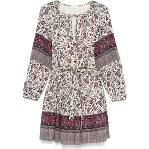 Ulla Johnson Abri Long-sleeve Mini Dress Cosmos Vintage-Inspired Batik Floral, S